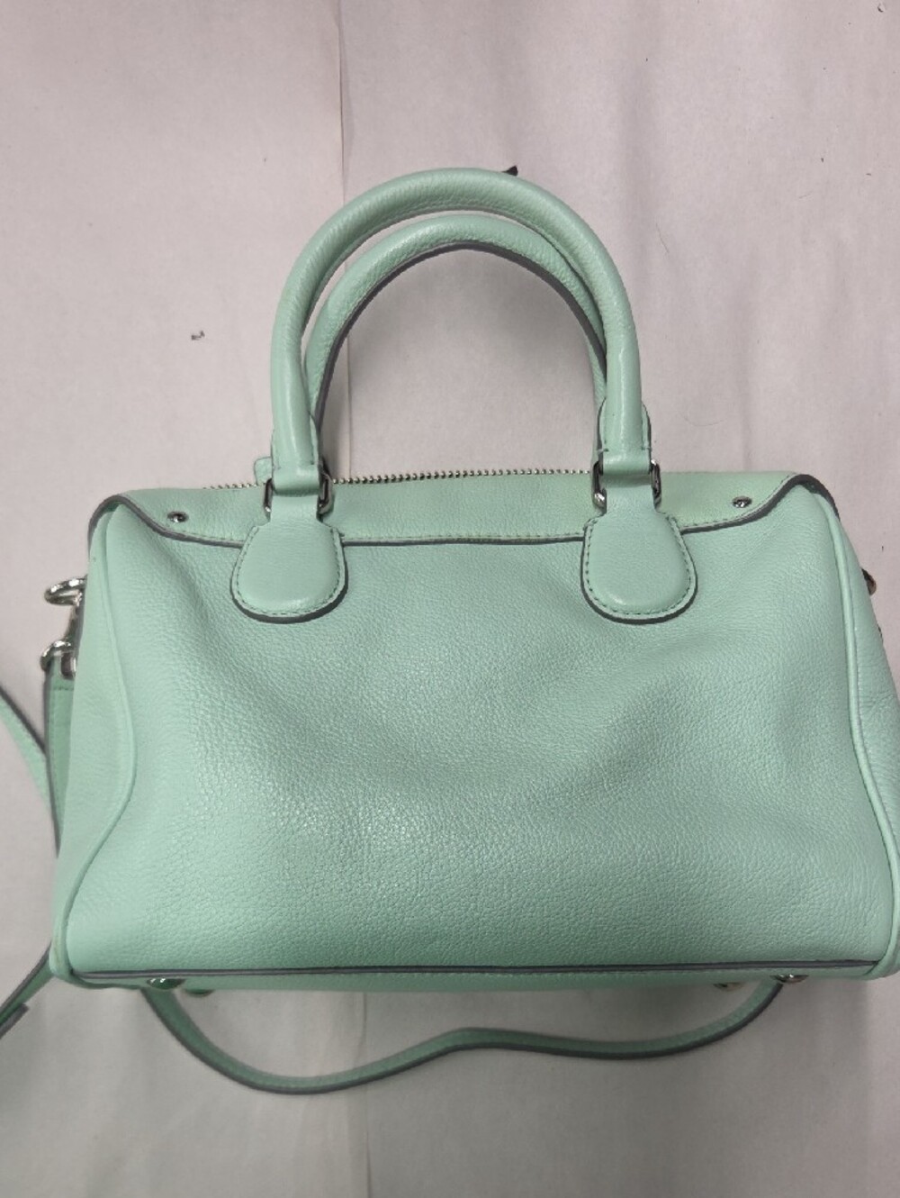 Coach Mint Green Mini Bennett Pebbled Leather Satchel with Strap - Picture 2 of 9